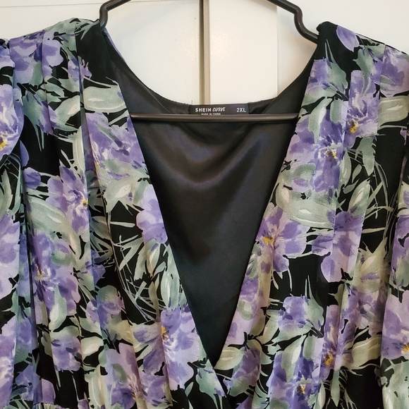 Lantern Sleeve Shirred Waist Ruffle Dress - New - Picture 7 of 12